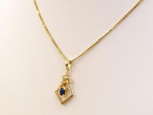 750/14K/585 サファイア ダイヤ ネックレス 3.7g